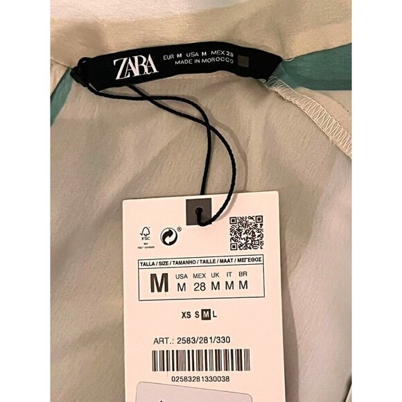 New Zara Satin Striped Back Tie Bow Sleeveless Asymmetric Tunic Blouse Top - Picture 4 of 10